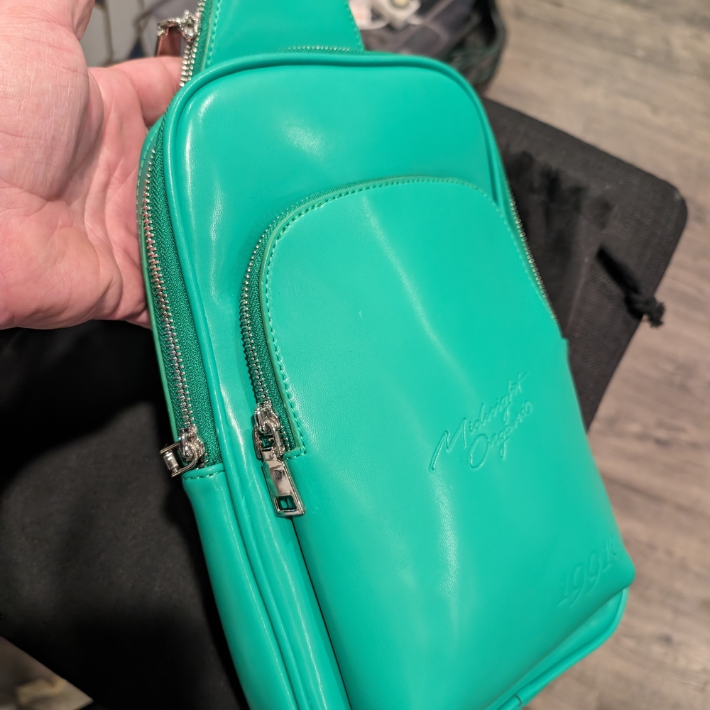 Mint Green Leather Crossbody Bag